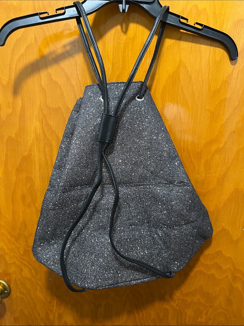 Victoria's Secret Black Glitter Drawstring Backpack - Picture 4 of 5